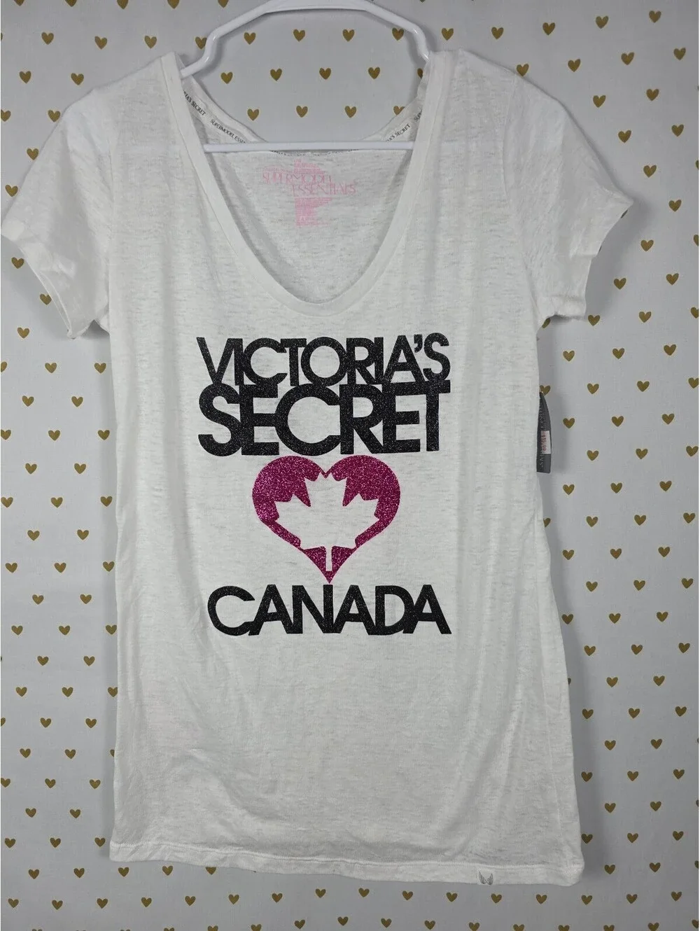 Victoria's Secret Supermodel Essentials Canada Graphic Tee White NWT Large